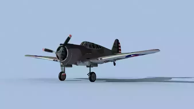 Curtiss P-36C Hawk V07 USAAF 3D model