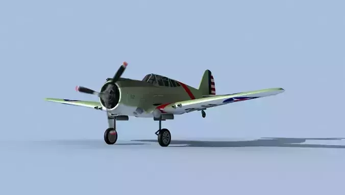 Curtiss P-36C Hawk V08 USAAF 3D model