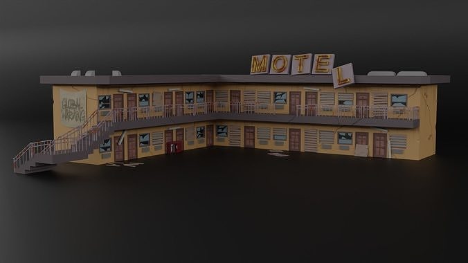 Motel Low Poly - Asset Low-Poly 3D Model Low-poly 3D model