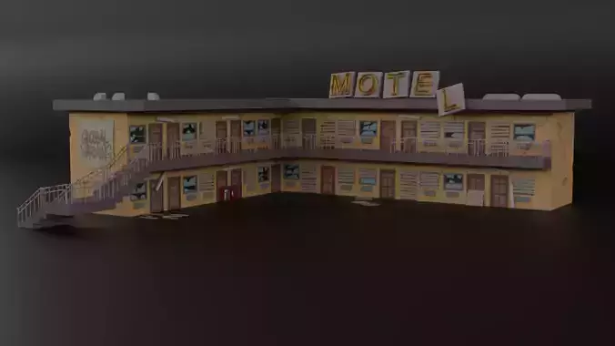 Motel Low Poly - Asset Low-Poly 3D Model Low-poly 3D model