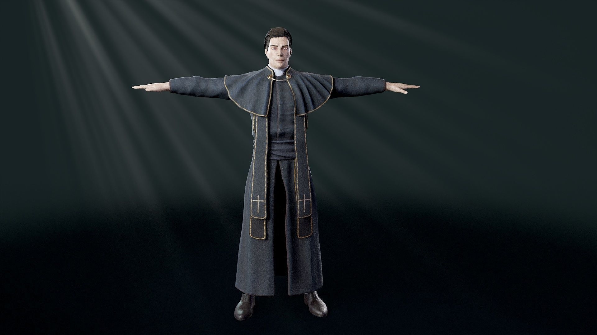 Priest Low-poly 3D model_33