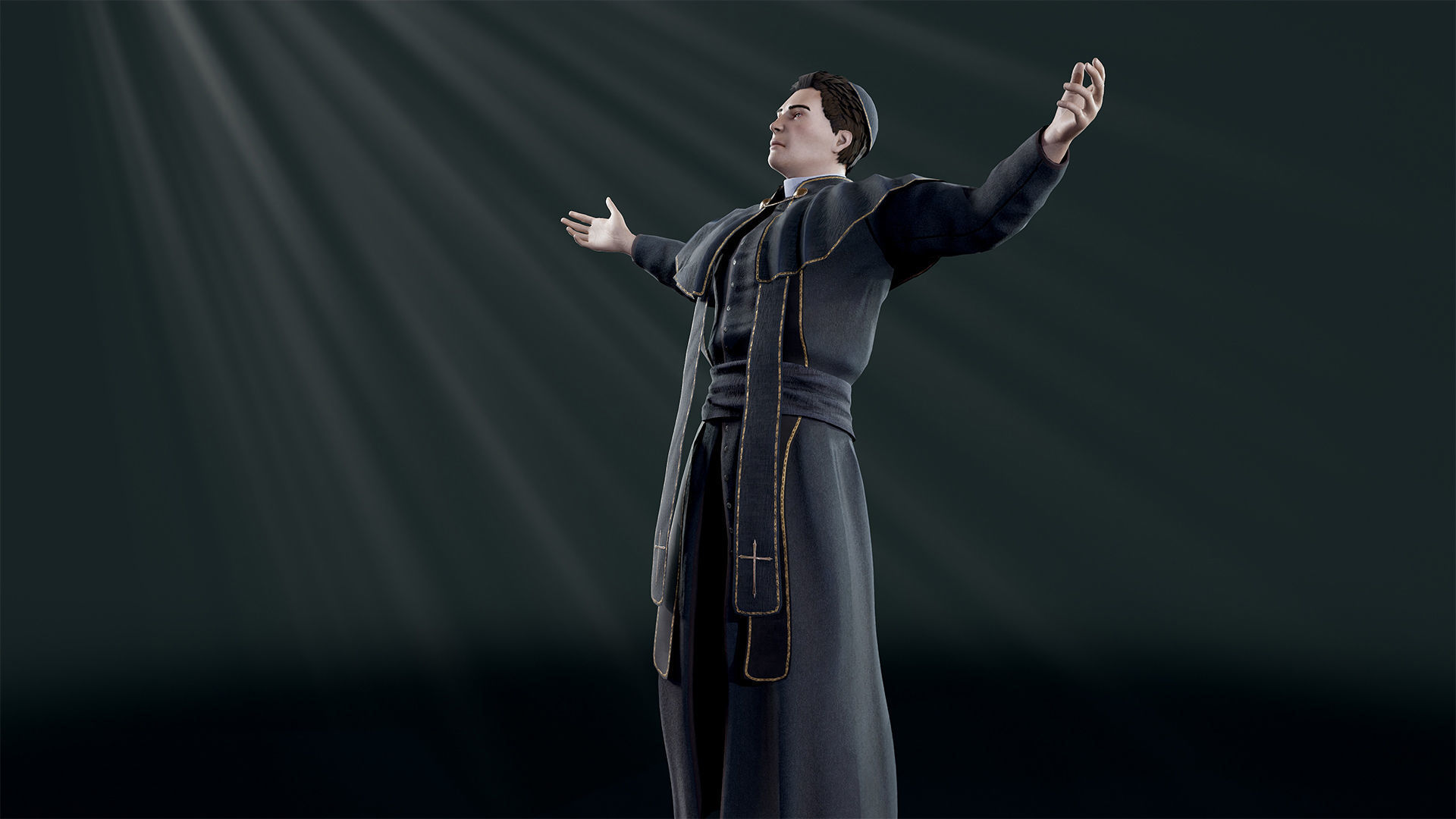 Priest Low-poly 3D model_12