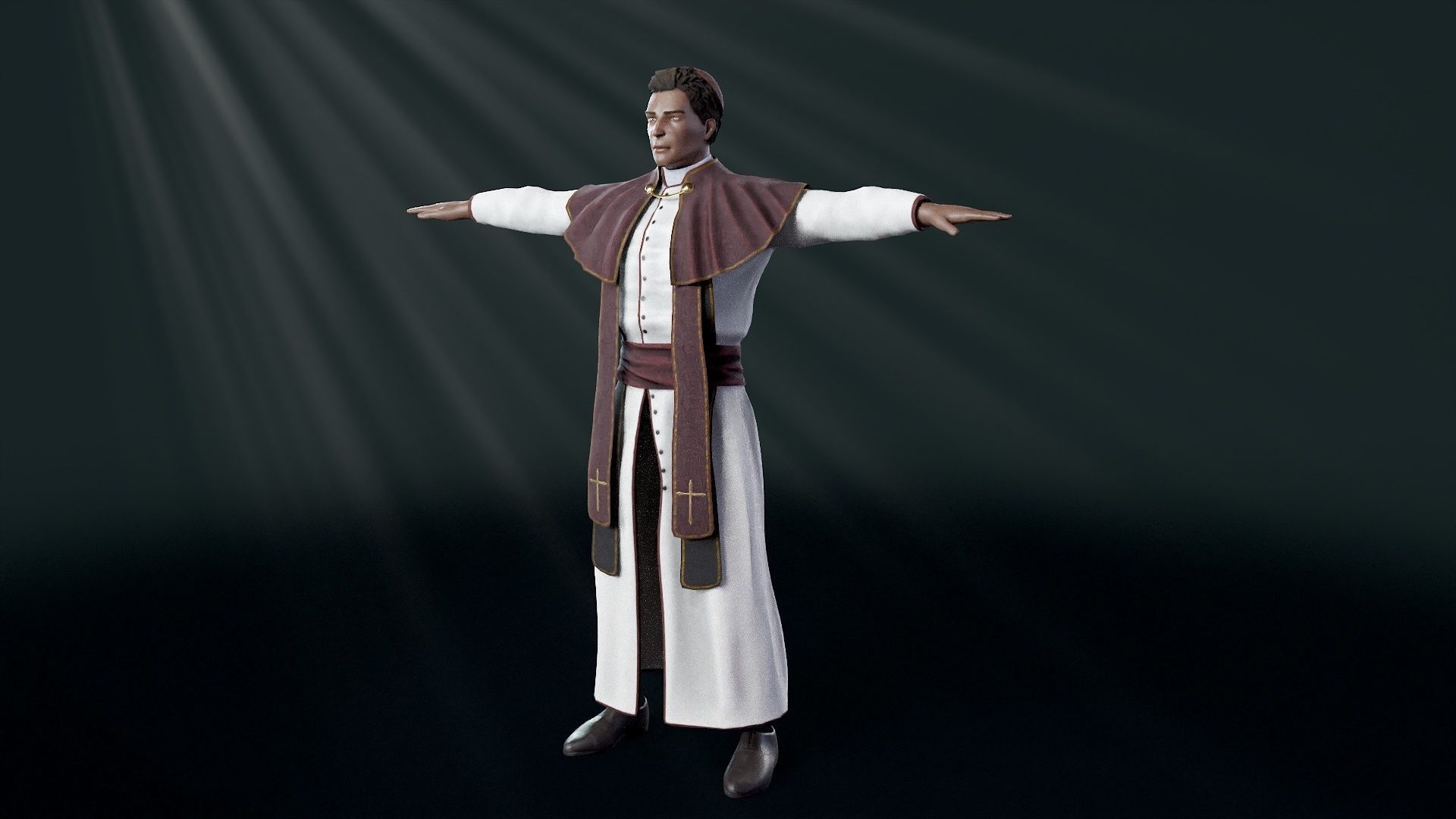 Priest Low-poly 3D model_62