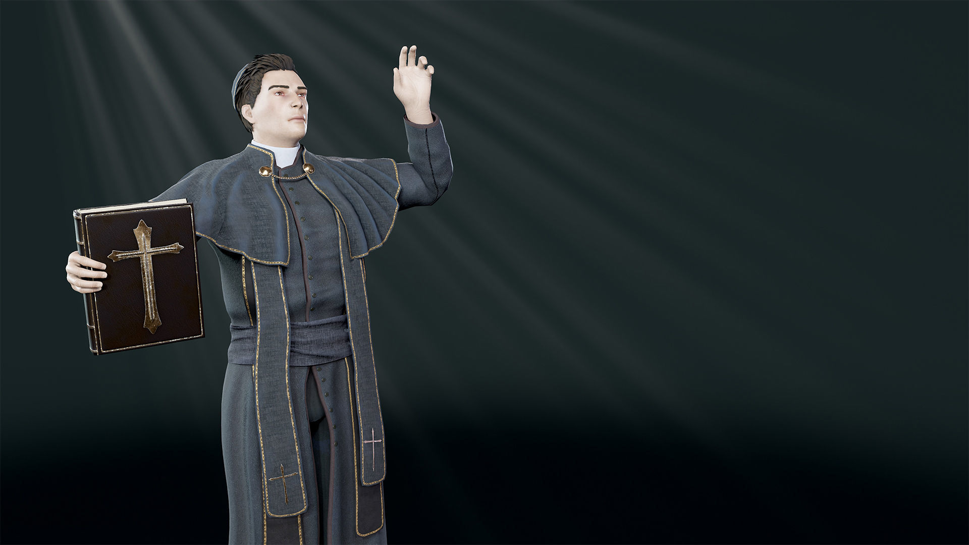 Priest Low-poly 3D model_7