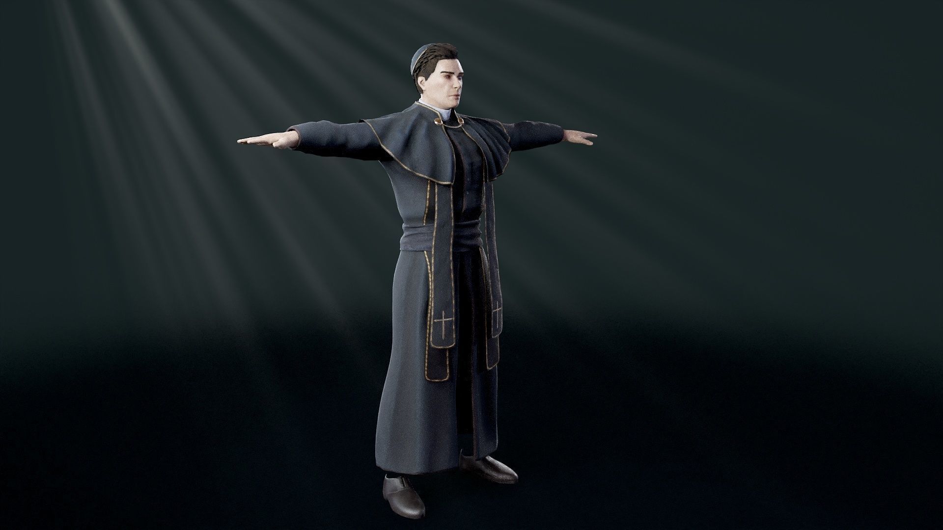 Priest Low-poly 3D model_34
