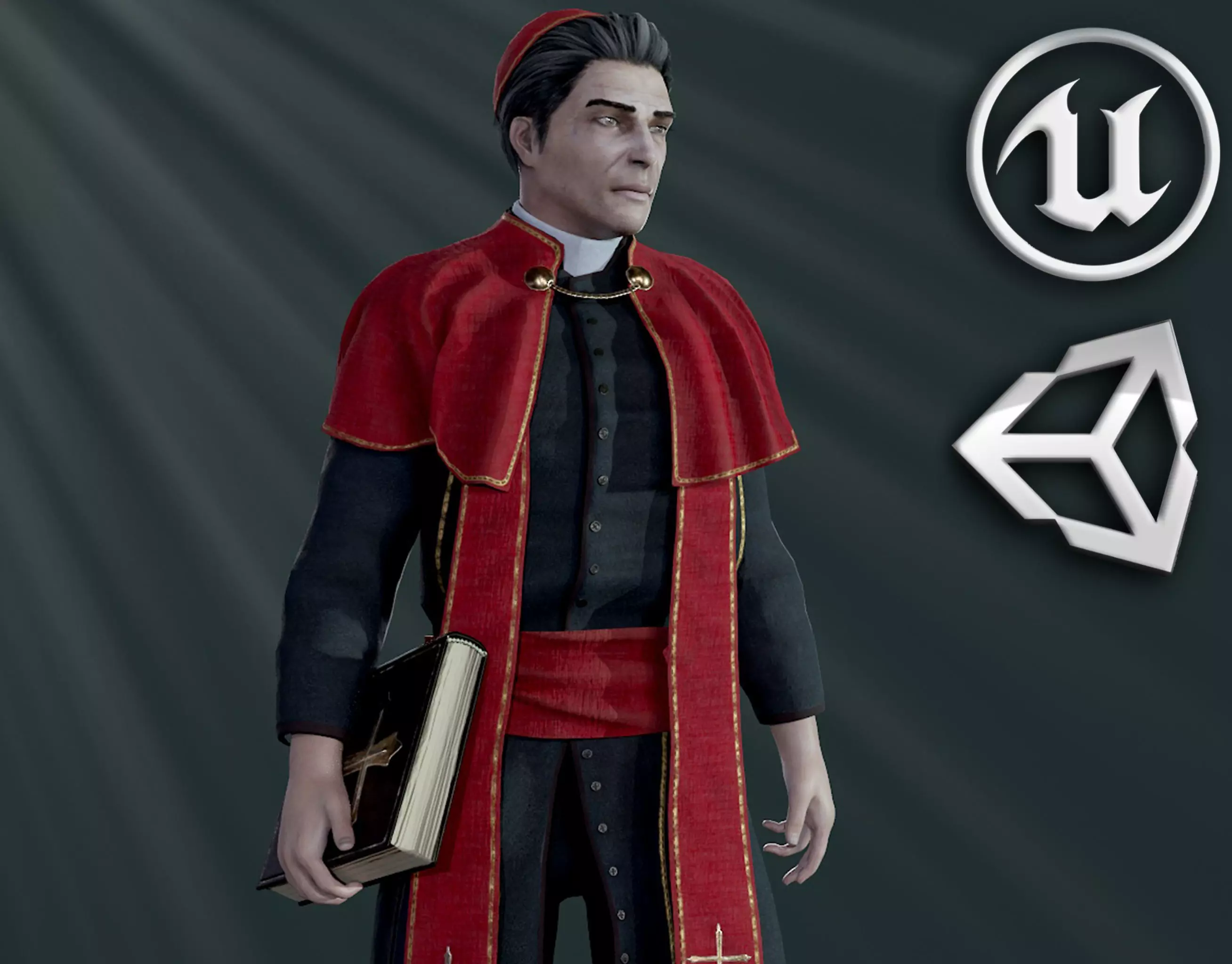 Priest Low-poly 3D model_0