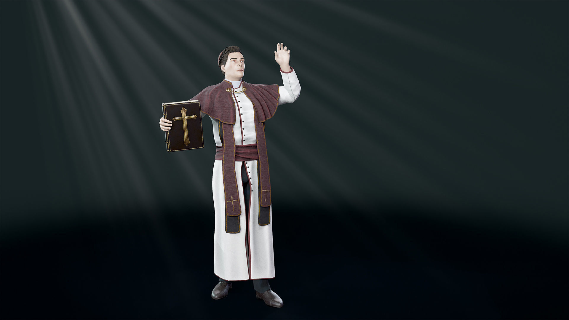 Priest Low-poly 3D model_9