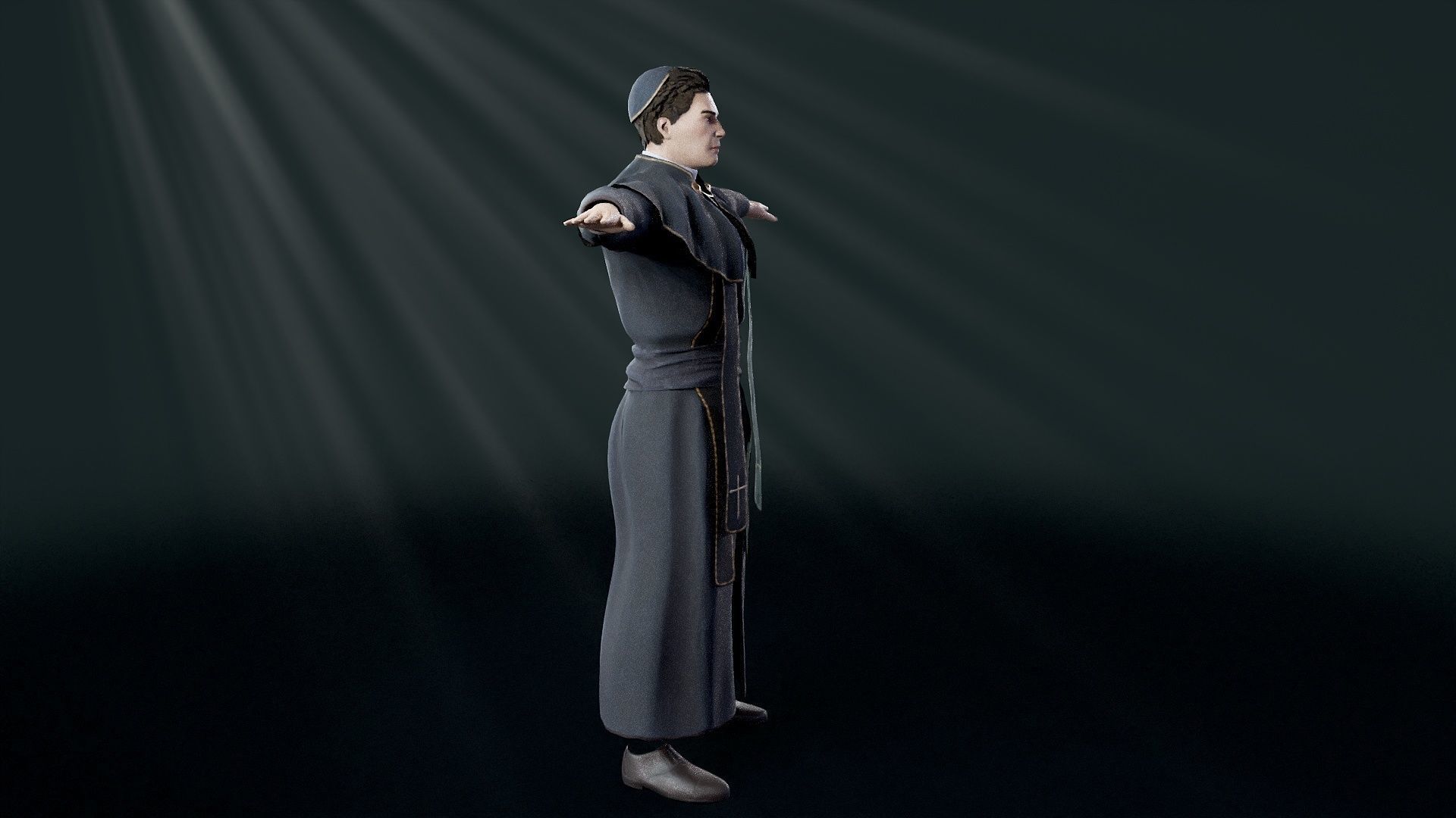 Priest Low-poly 3D model_35