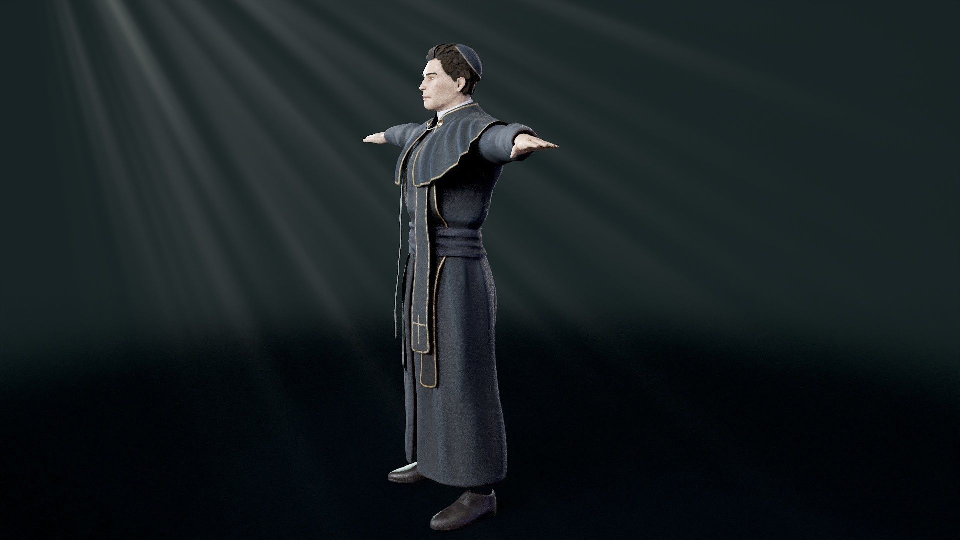 Priest Low-poly 3D model_41