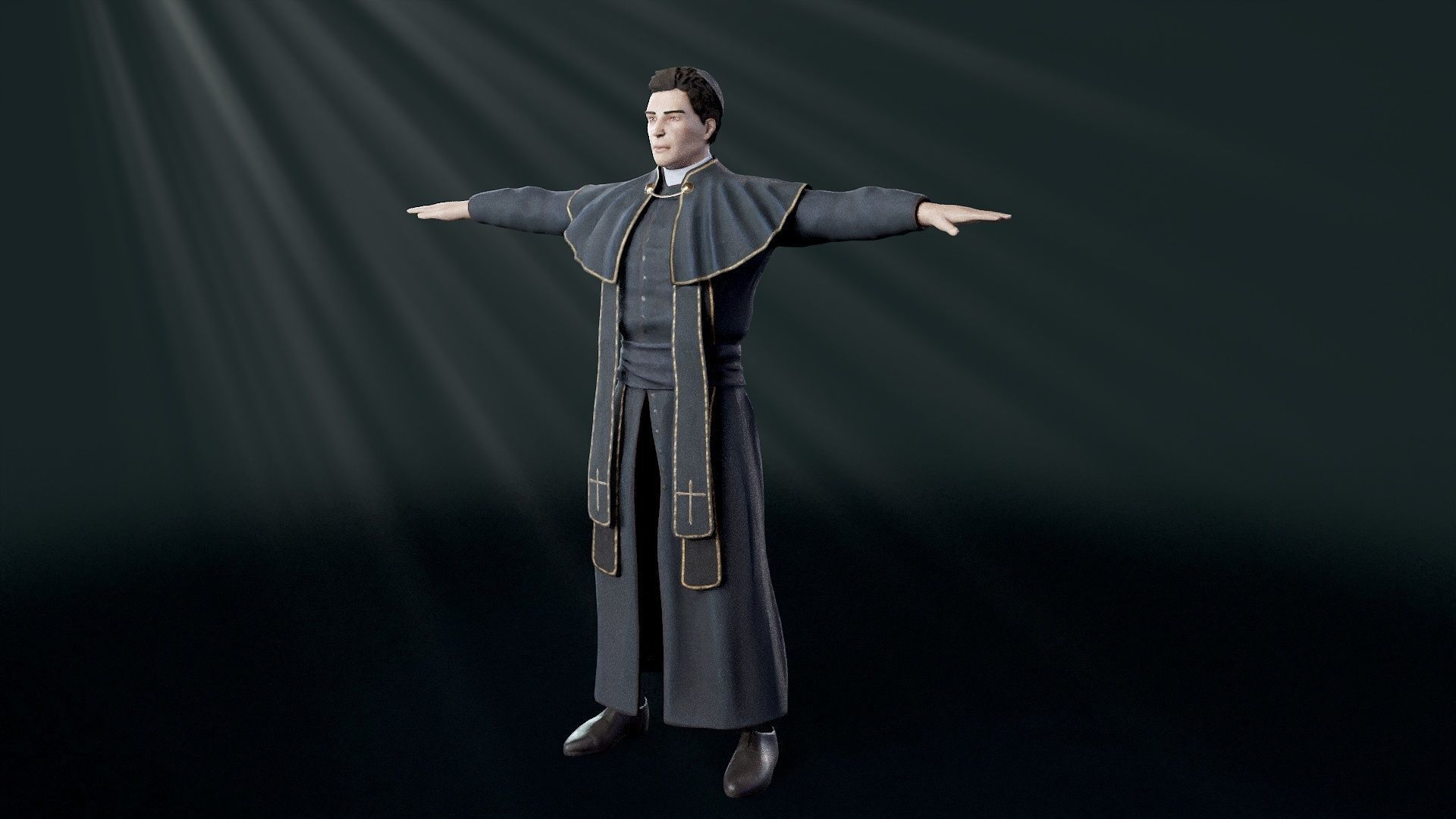 Priest Low-poly 3D model_42