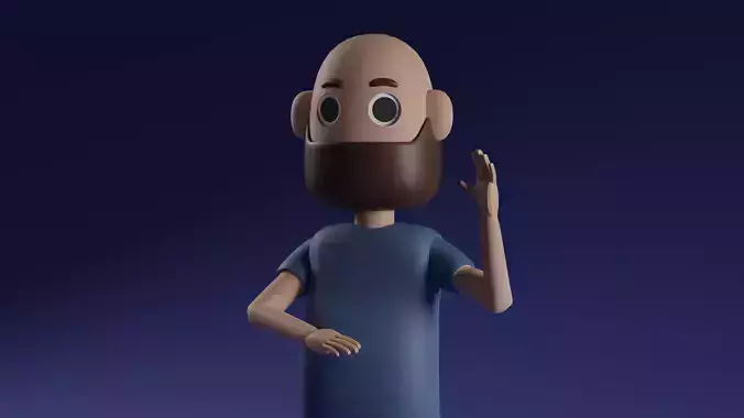  Character Bald man   Low-poly 3D model Low-poly 3D model
