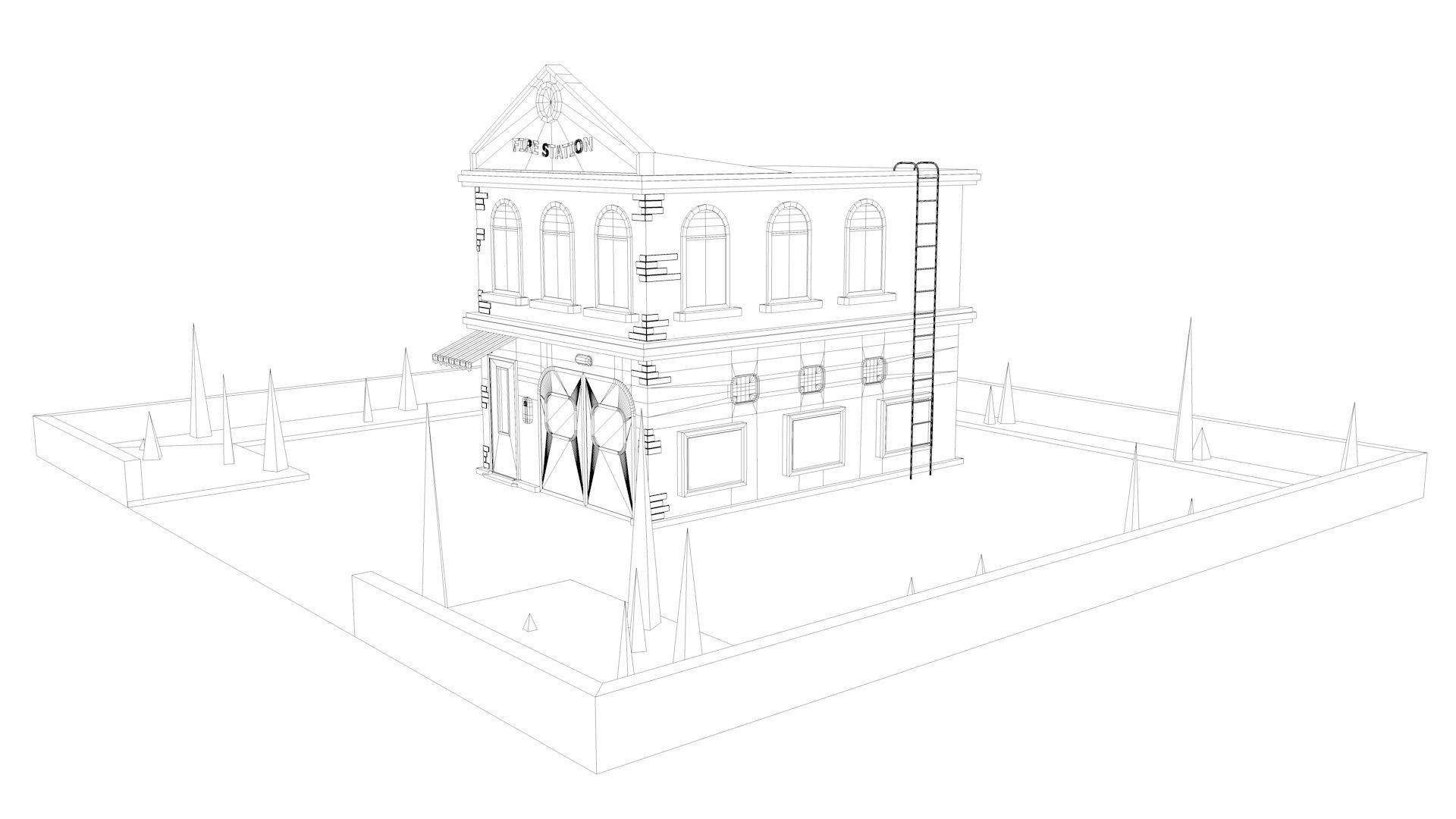 Fire Station 3D model_10