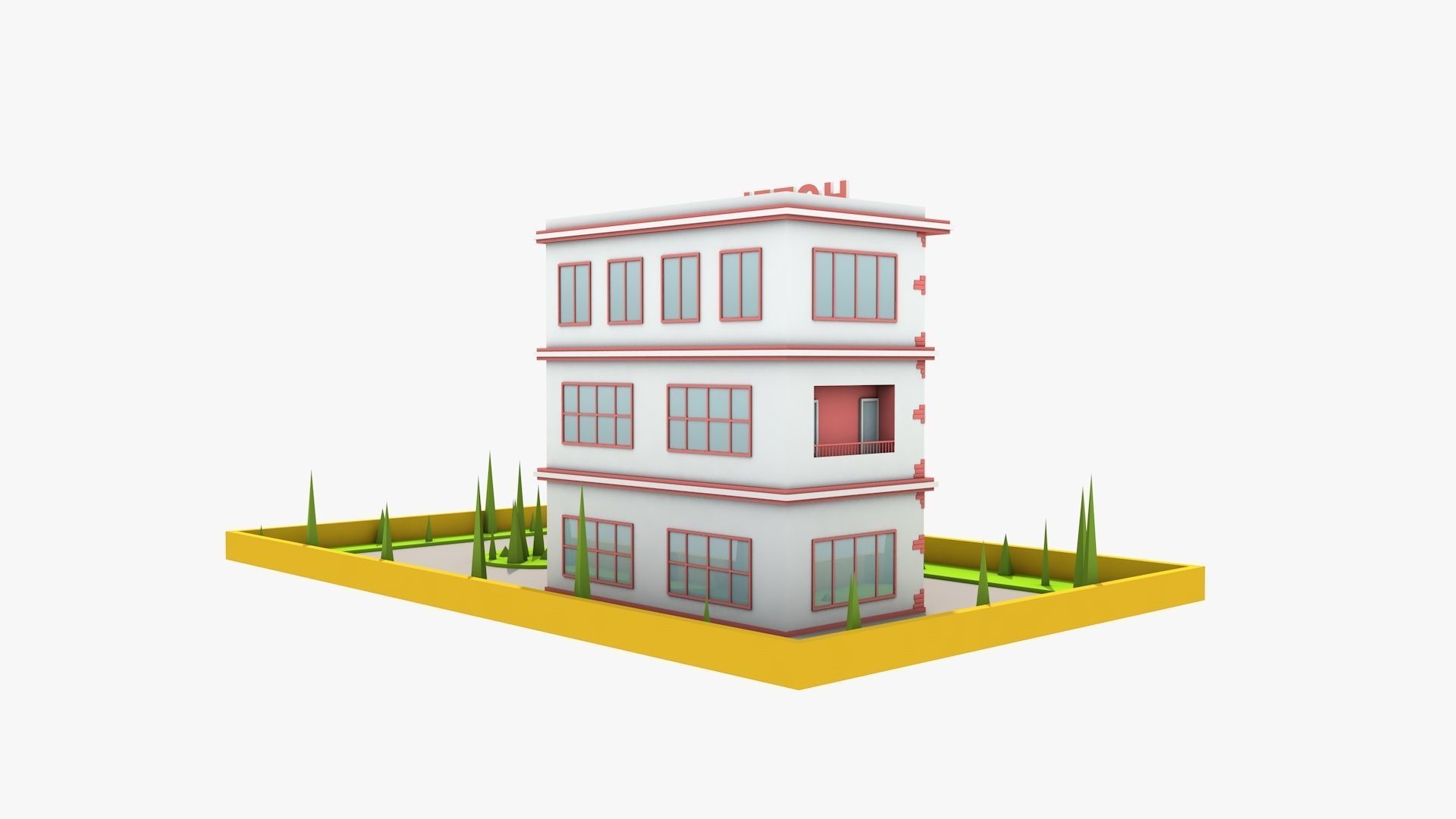 Hotel building 3D model_3