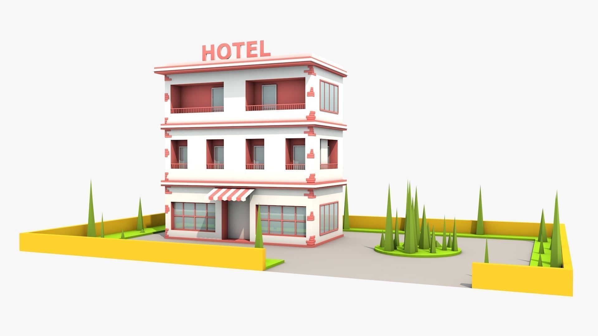 Hotel building 3D model_1