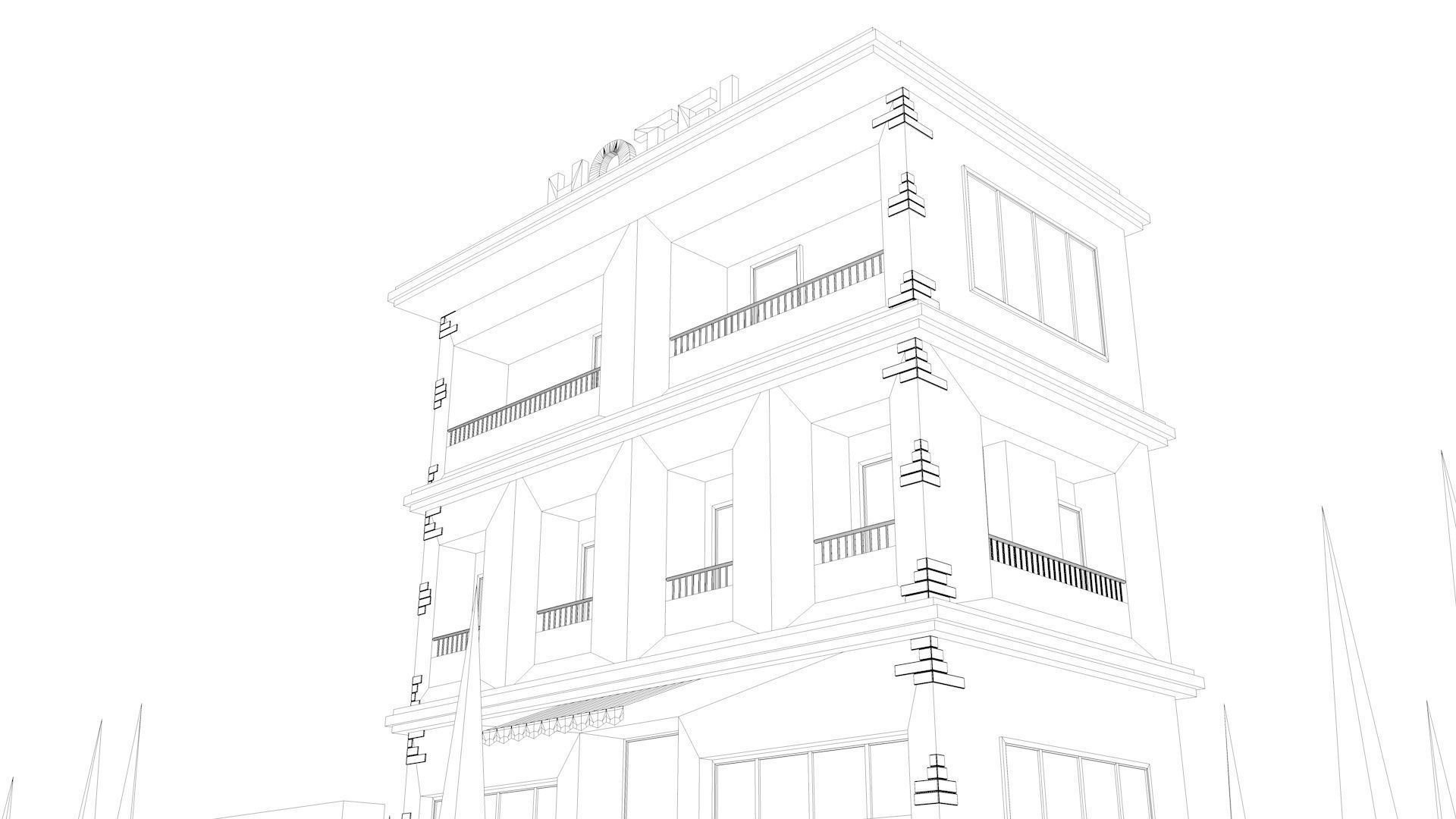 Hotel building 3D model_8