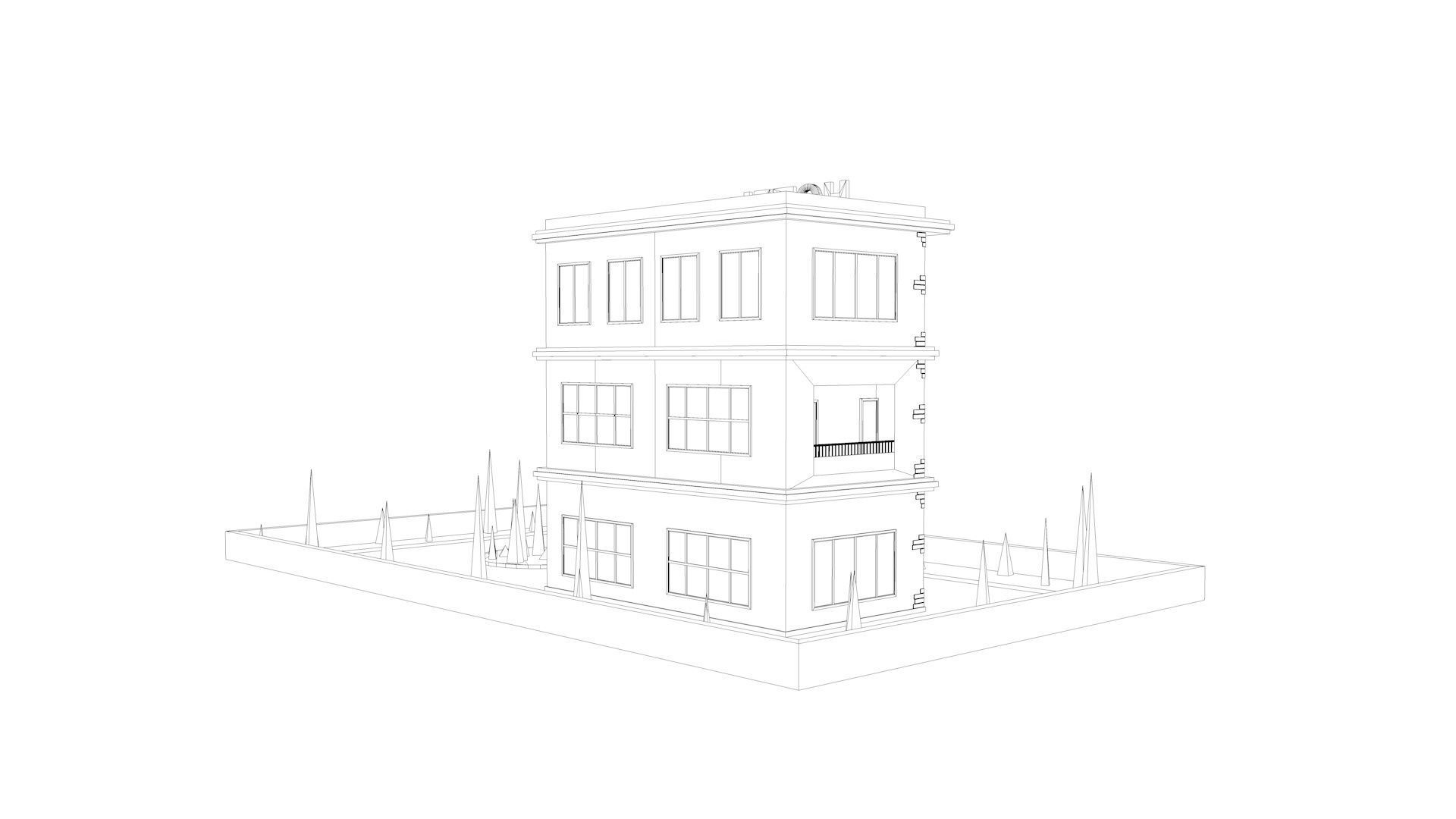 Hotel building 3D model_7