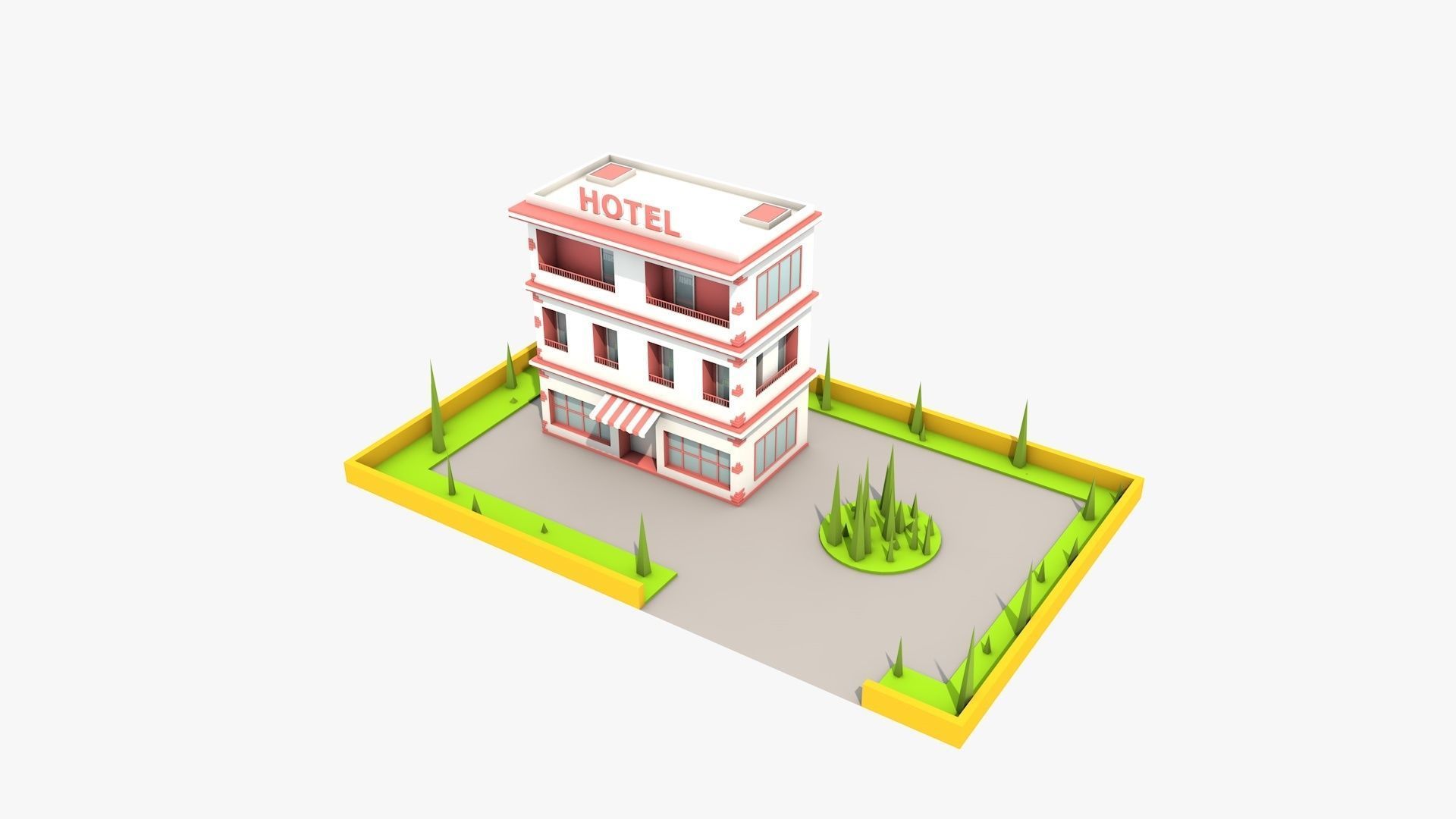 Hotel building 3D model_2