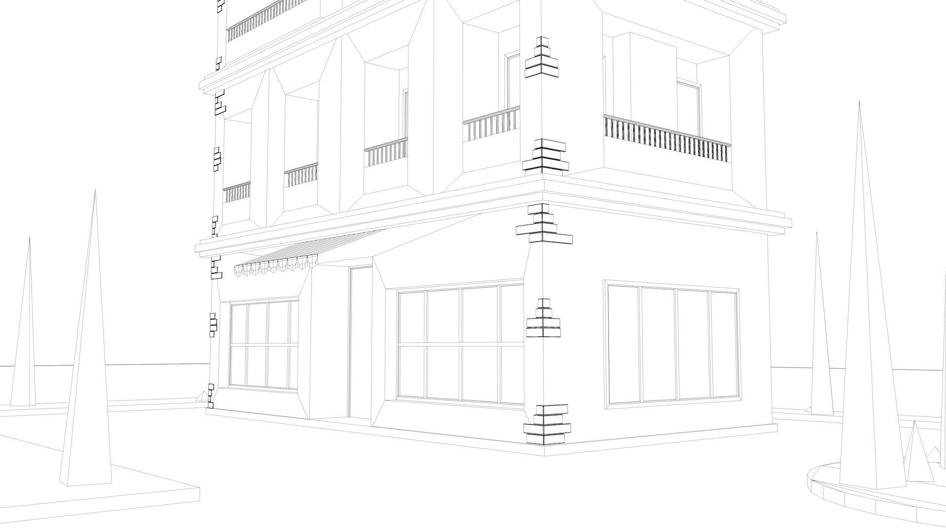 Hotel building 3D model_9