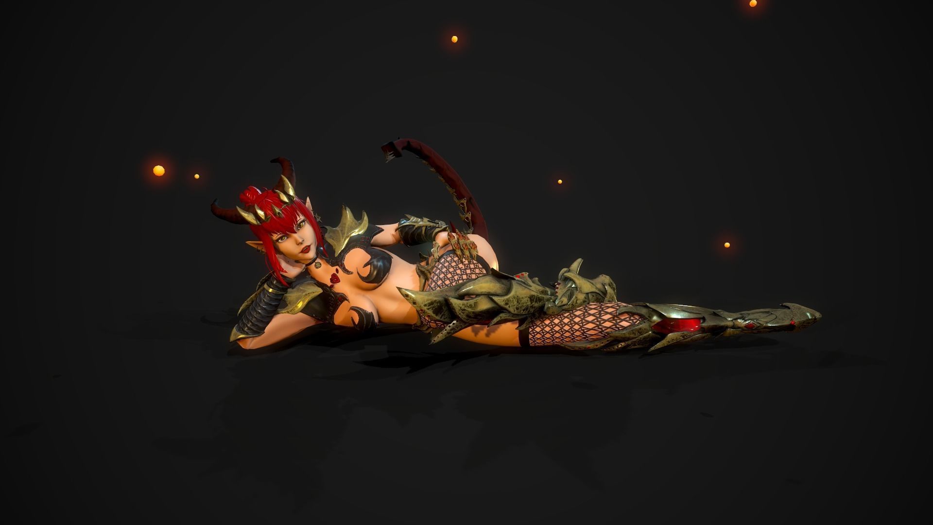 Succubus Girl - Game Ready Character Low-poly 3D model_2