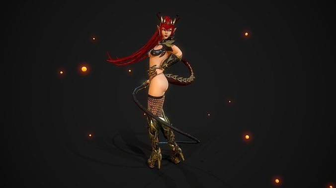 Succubus Girl - Game Ready Character Low-poly 3D model