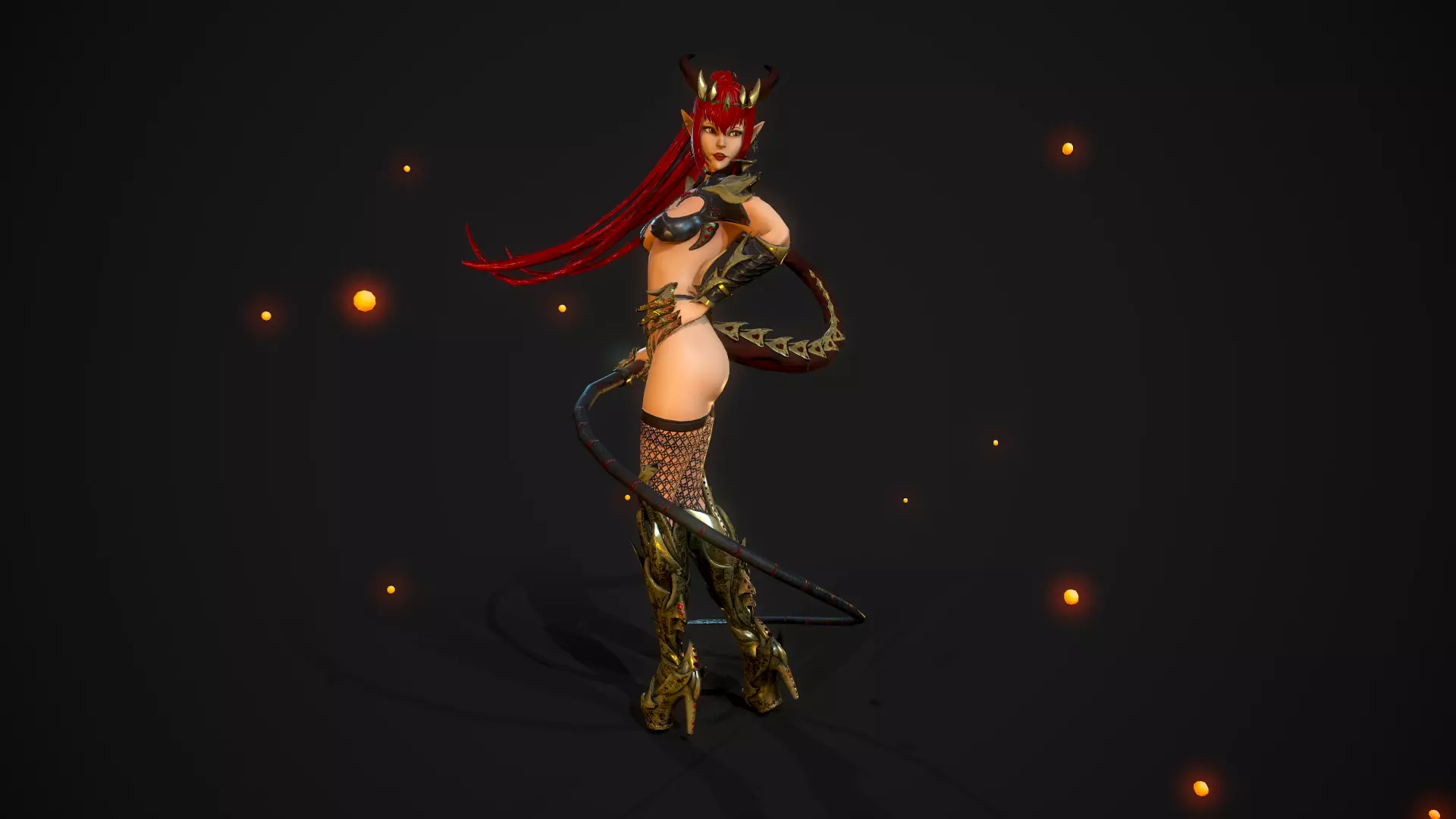Succubus Girl - Game Ready Character Low-poly 3D model_0