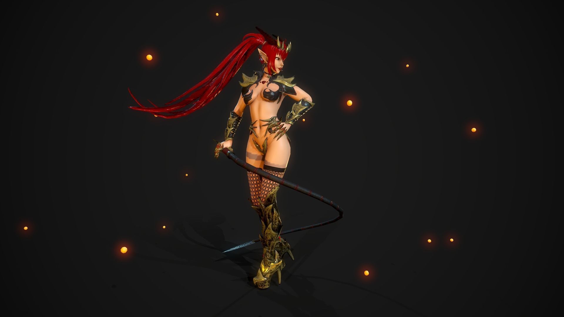 Succubus Girl - Game Ready Character Low-poly 3D model_19
