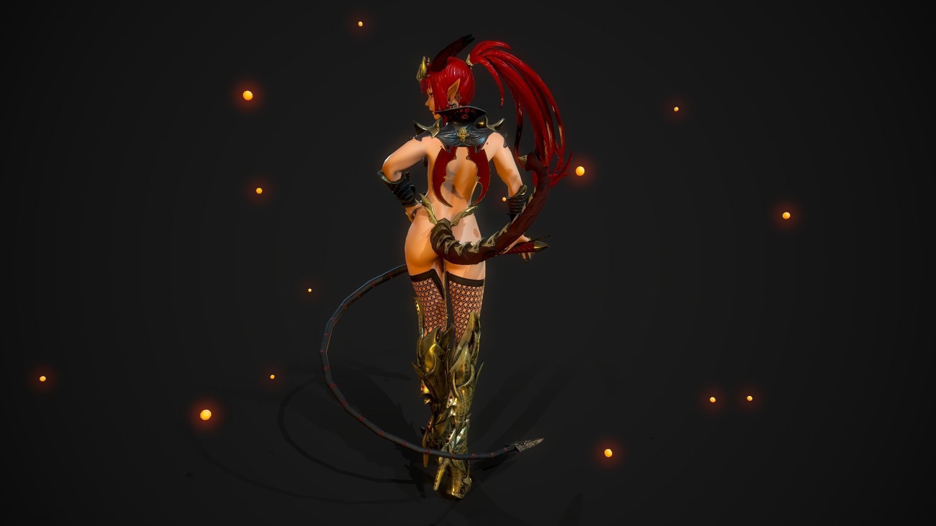 Succubus Girl - Game Ready Character Low-poly 3D model_16
