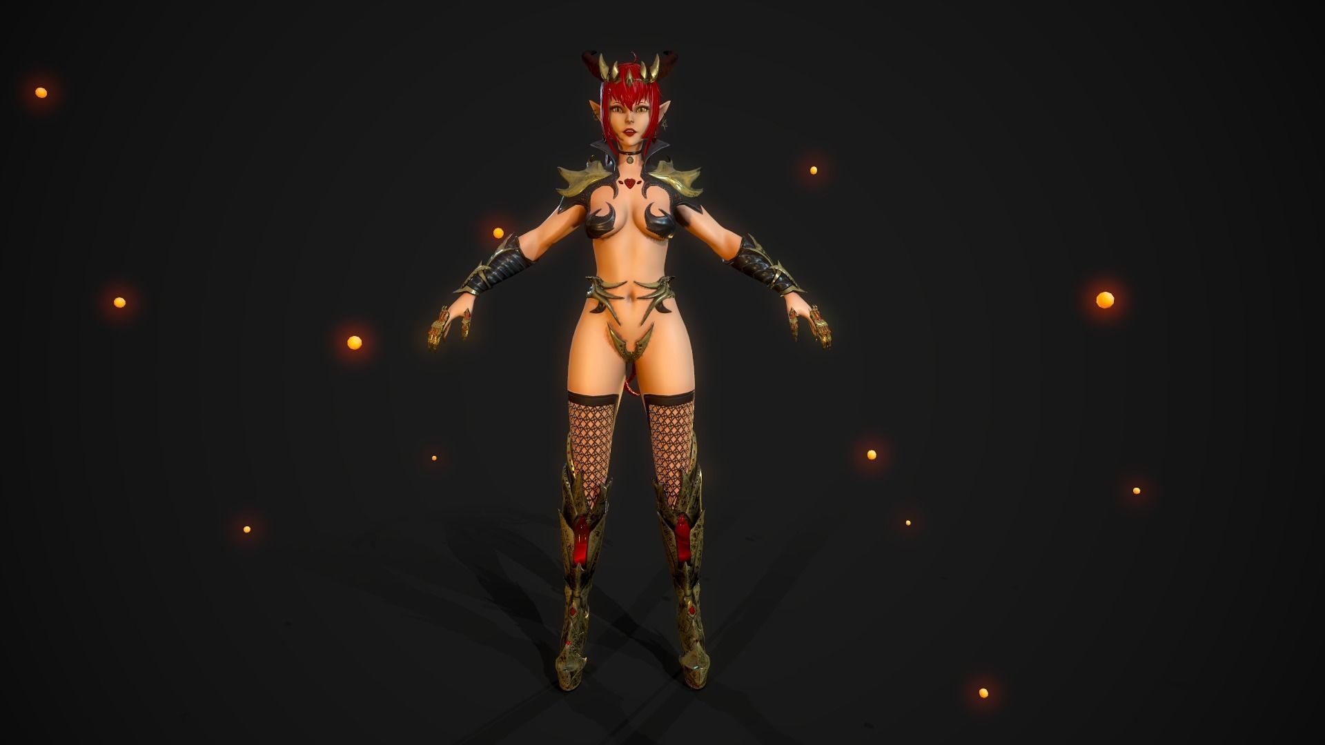 Succubus Girl - Game Ready Character Low-poly 3D model_3