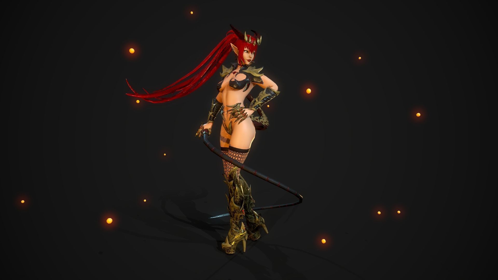 Succubus Girl - Game Ready Character Low-poly 3D model_20