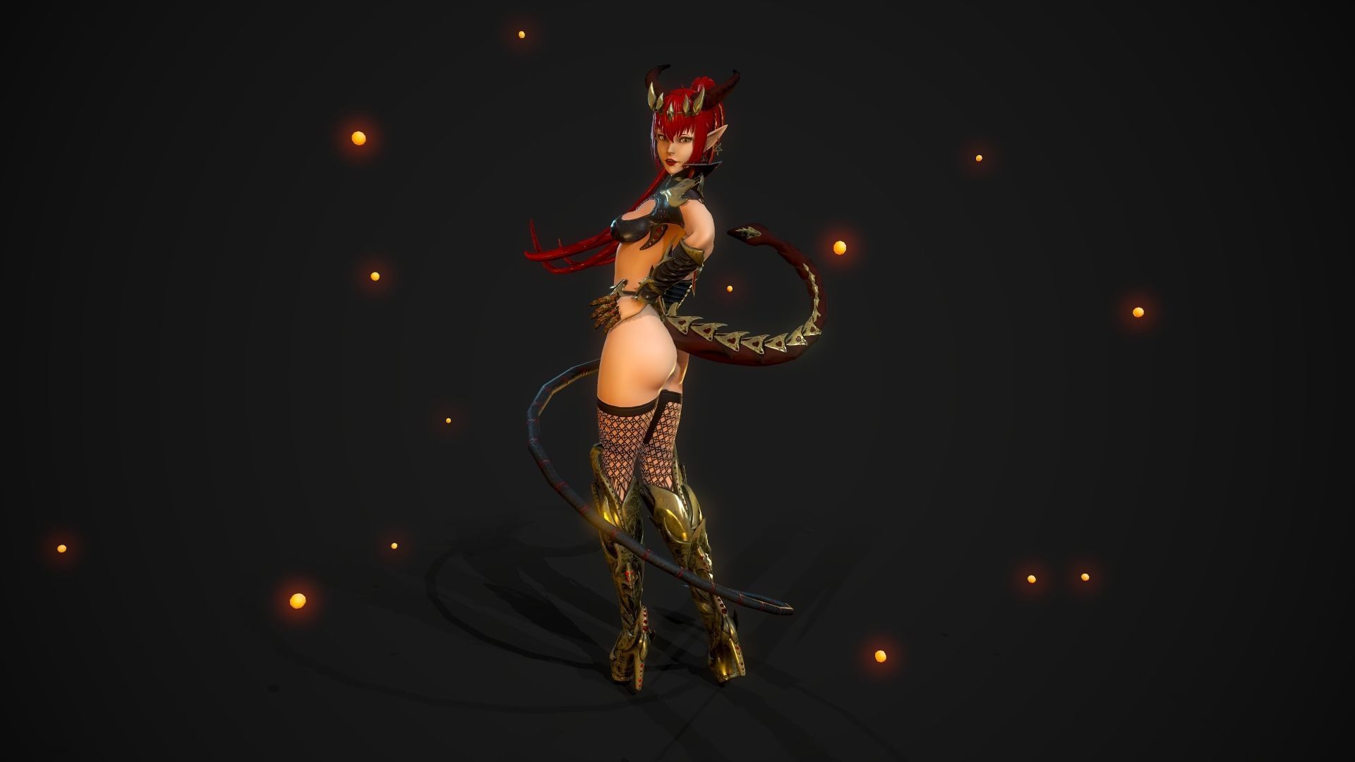 Succubus Girl - Game Ready Character Low-poly 3D model_21