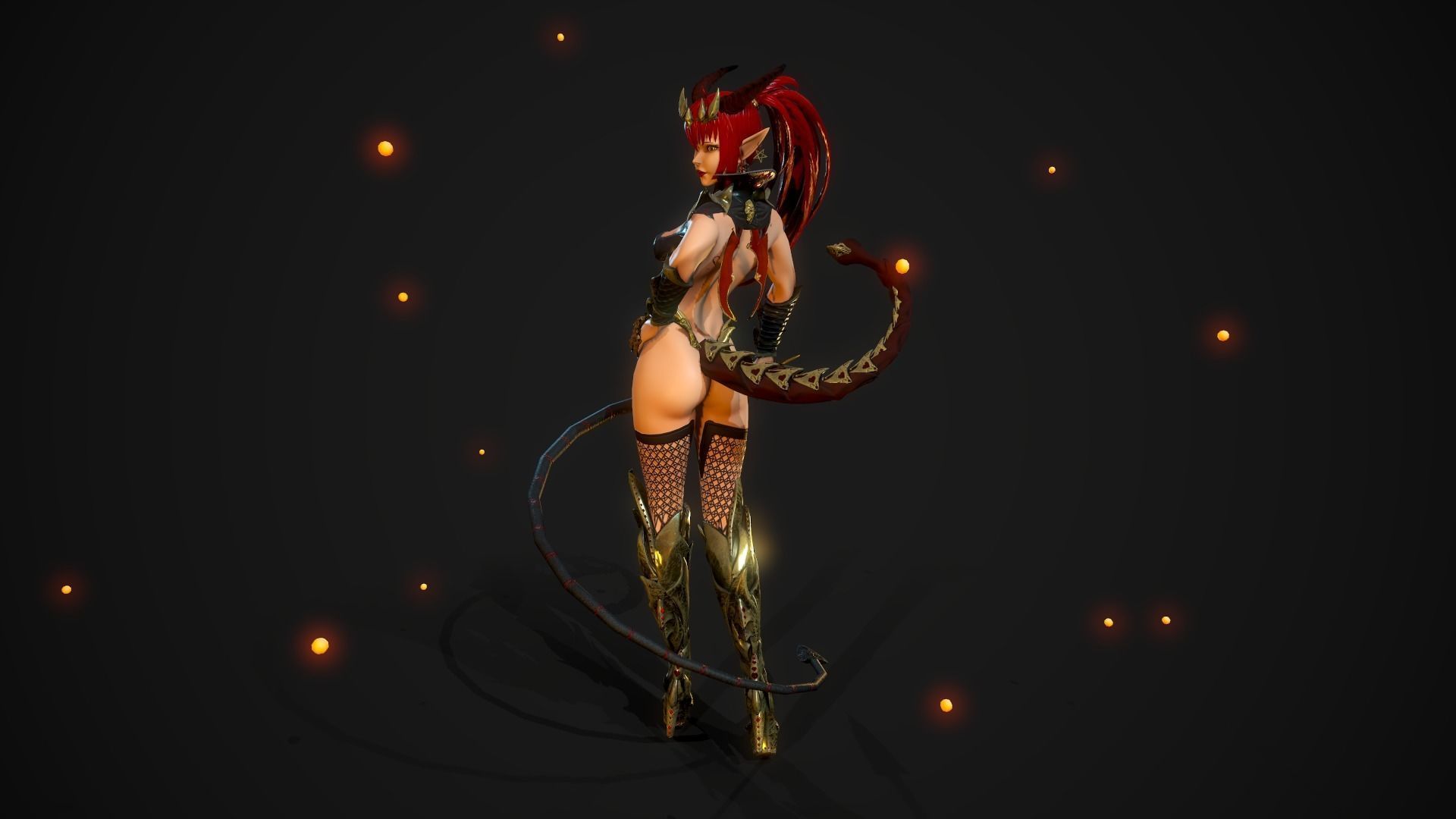 Succubus Girl - Game Ready Character Low-poly 3D model_15