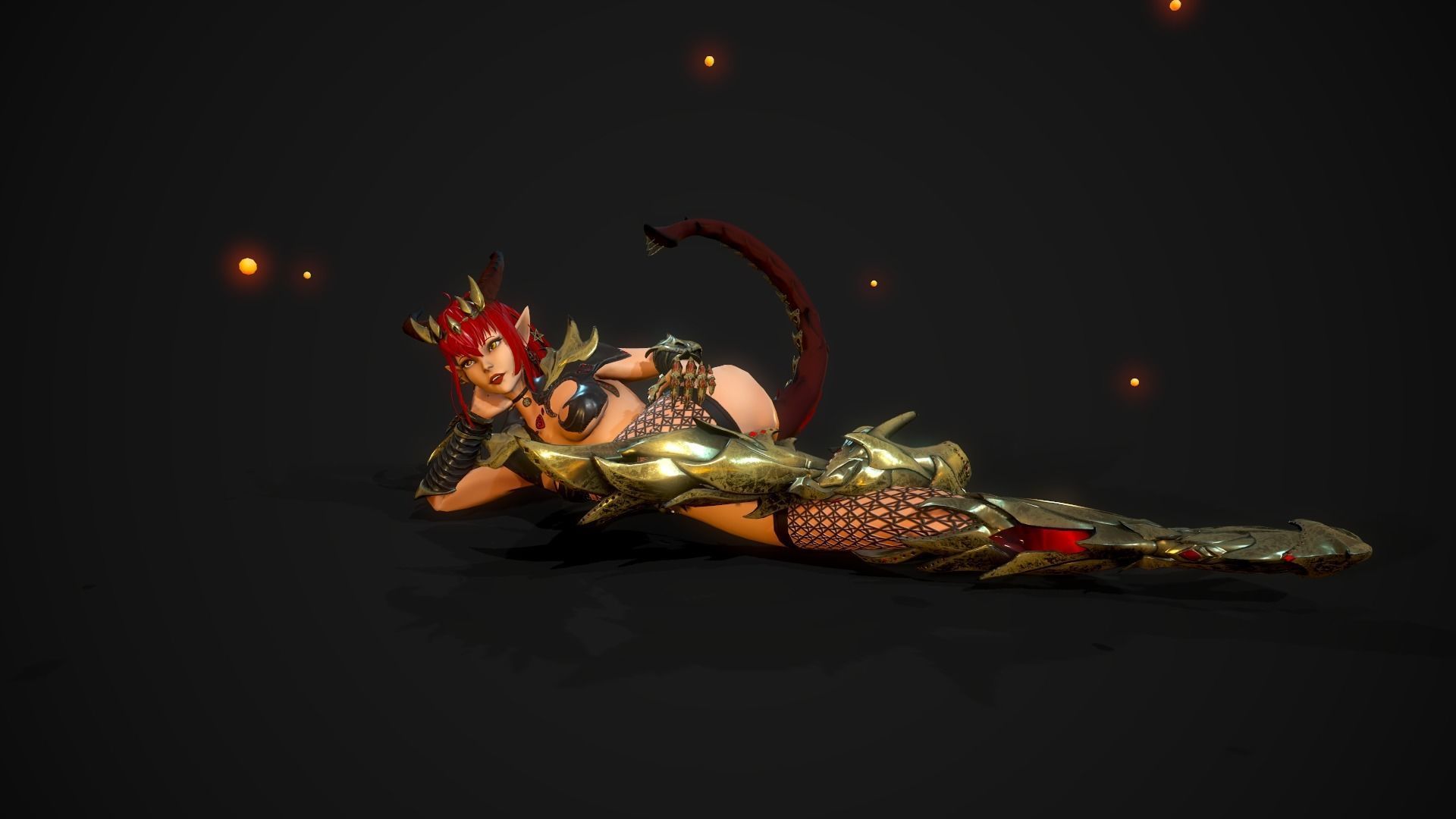 Succubus Girl - Game Ready Character Low-poly 3D model_23