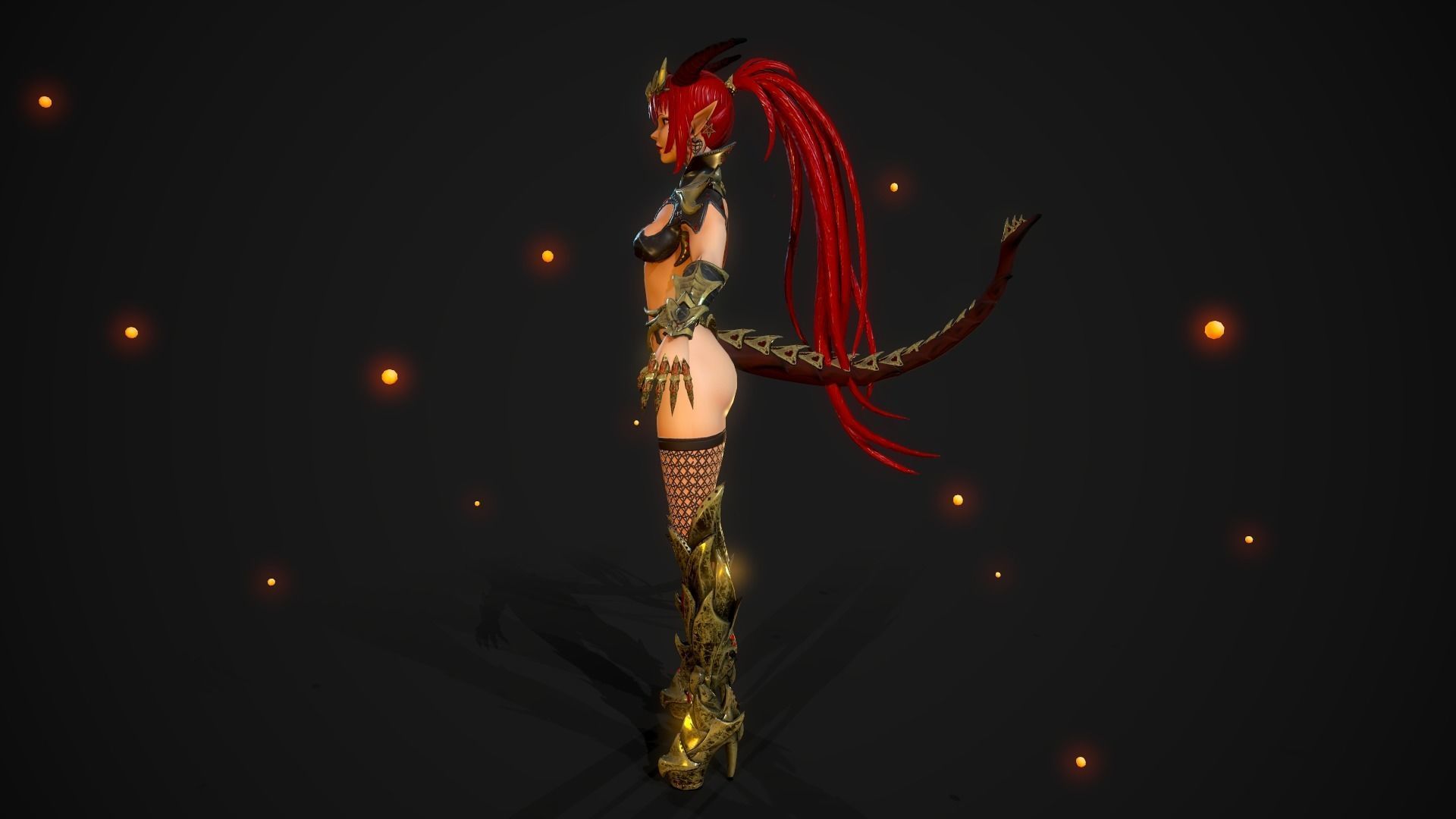 Succubus Girl - Game Ready Character Low-poly 3D model_4