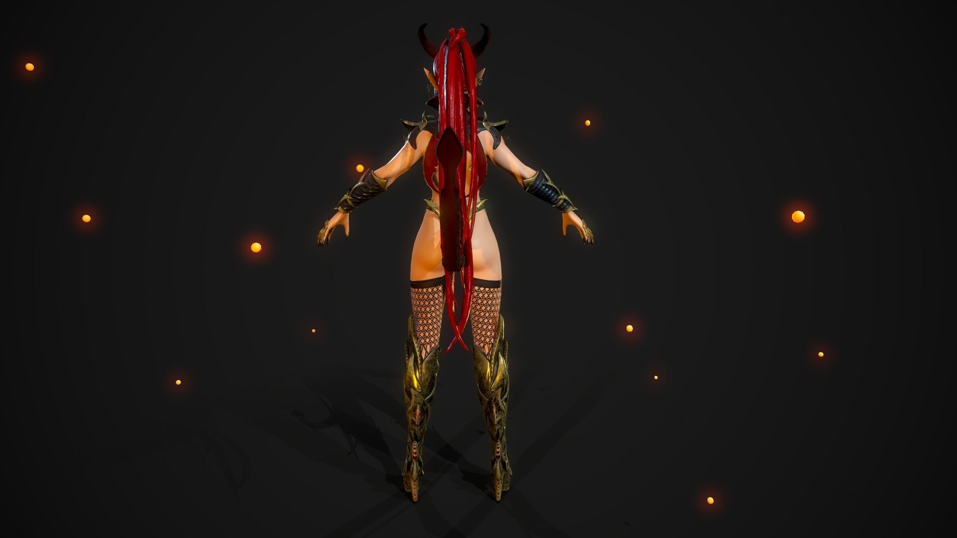 Succubus Girl - Game Ready Character Low-poly 3D model_5