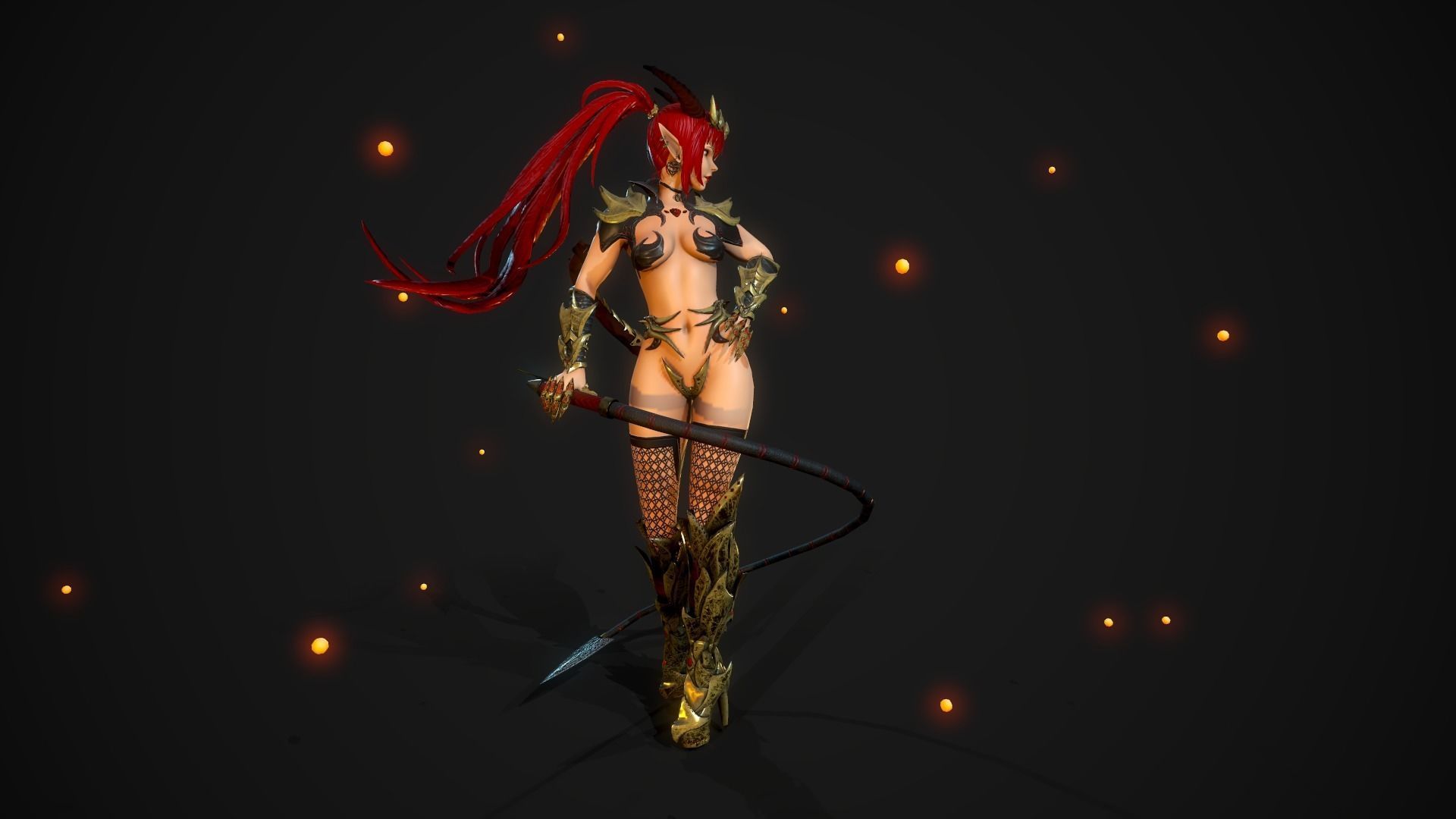 Succubus Girl - Game Ready Character Low-poly 3D model_18