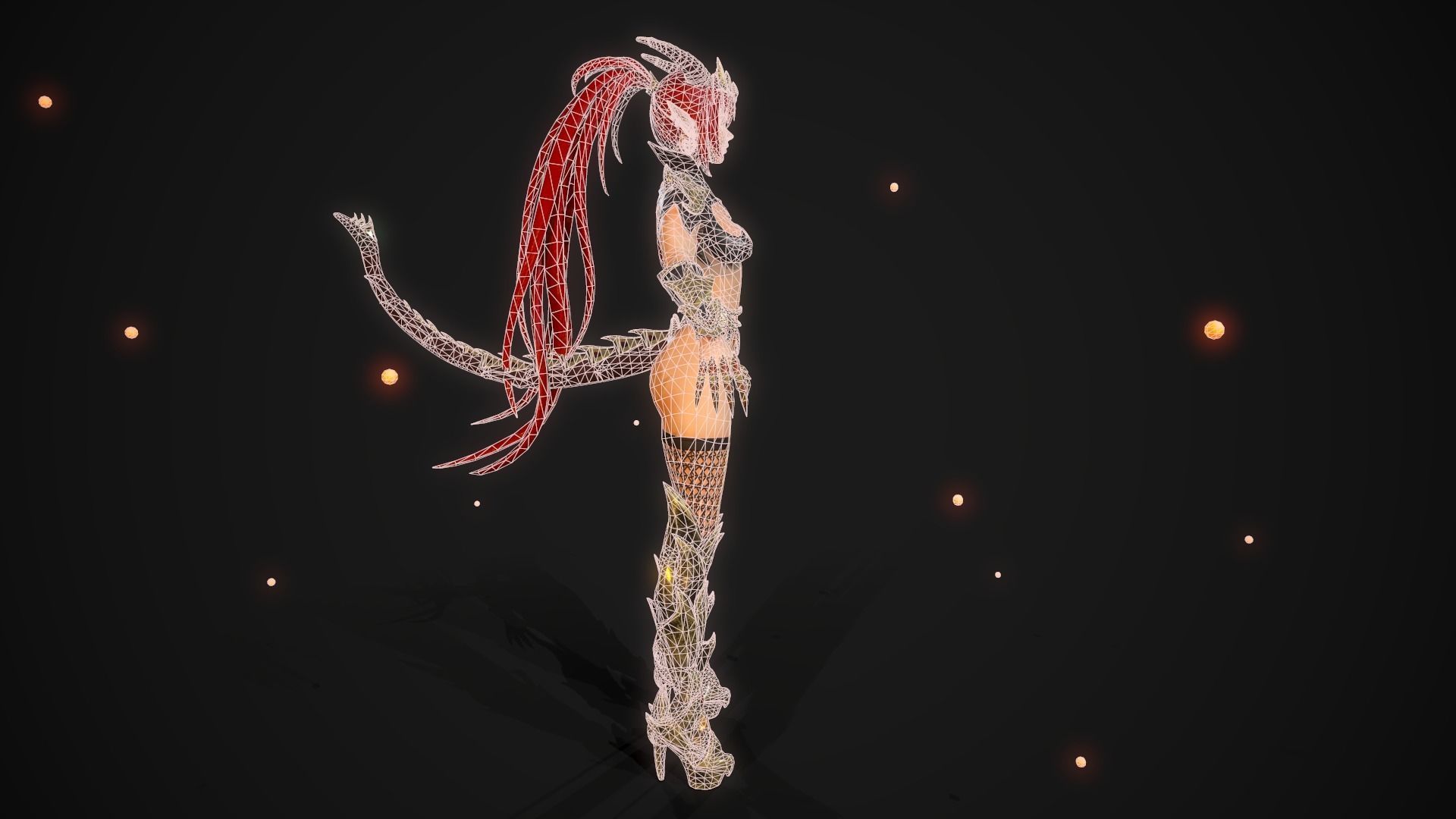 Succubus Girl - Game Ready Character Low-poly 3D model_10