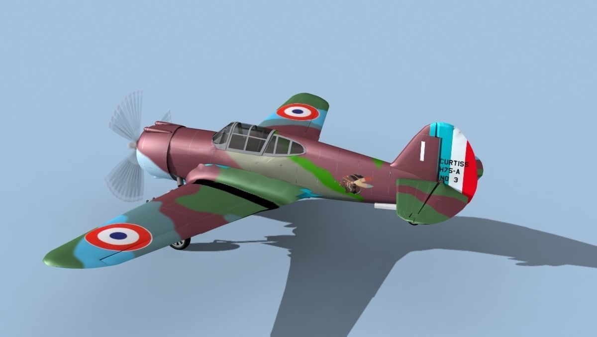 Curtiss H-75C Mohawk V09 France 3D model_8