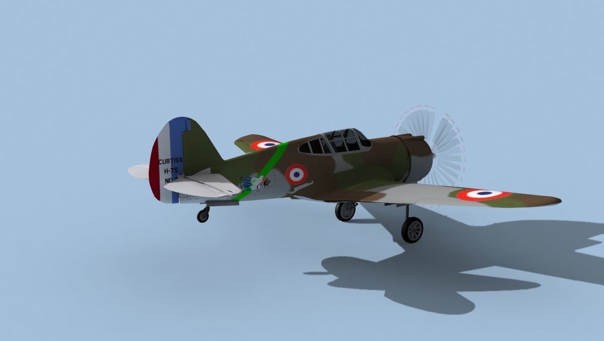 Curtiss H-75C Mohawk V10 France 3D model_5
