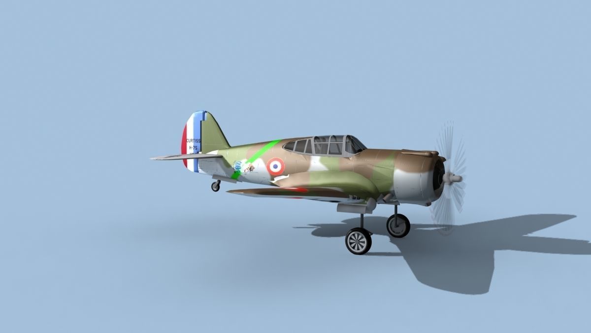 Curtiss H-75C Mohawk V10 France 3D model_3