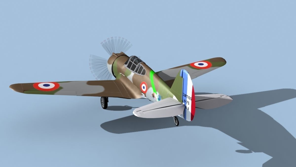 Curtiss H-75C Mohawk V10 France 3D model_7