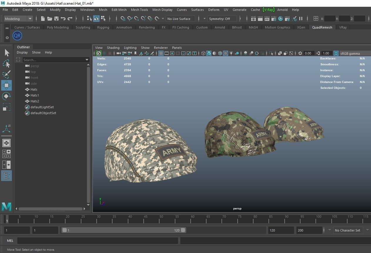 Army Hat Low-poly 3D model_17