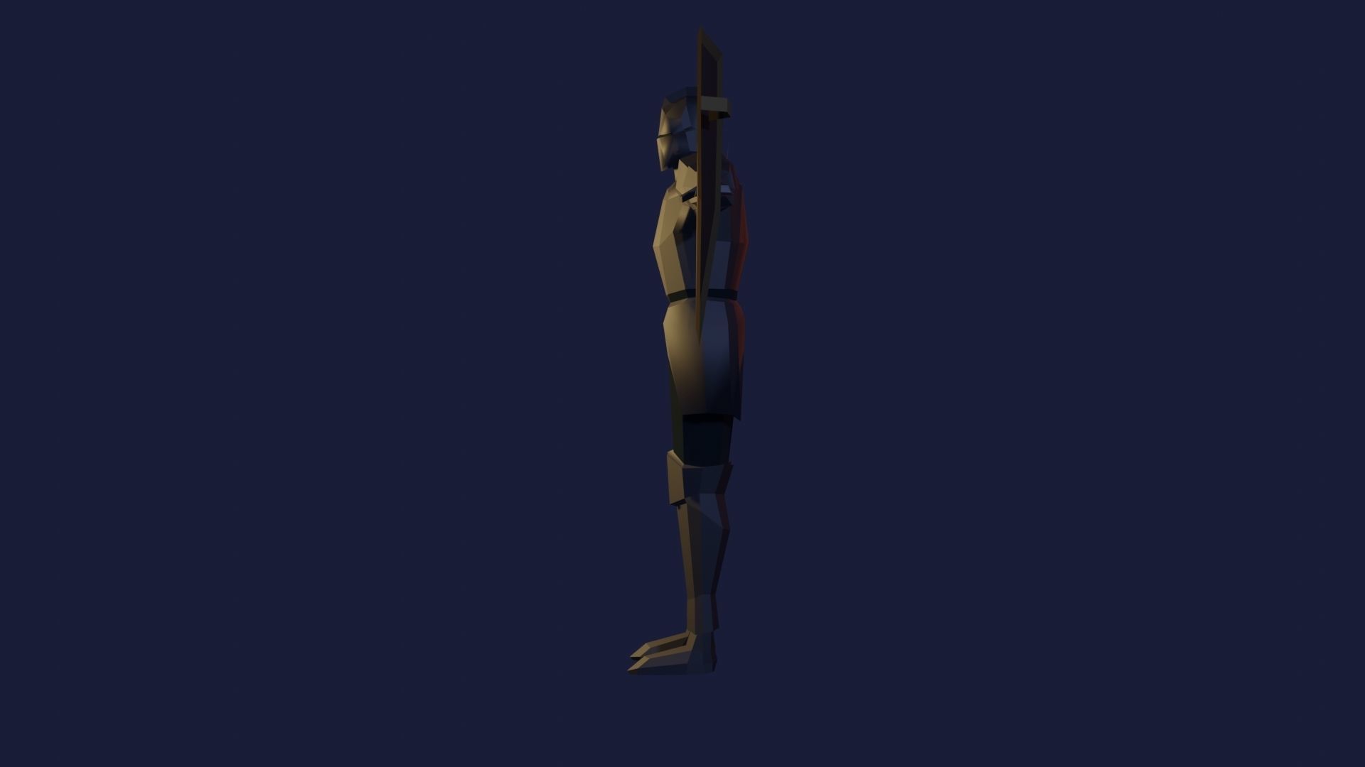 Lowpoly Knight model 02 with sword and shield Low-poly 3D model_2