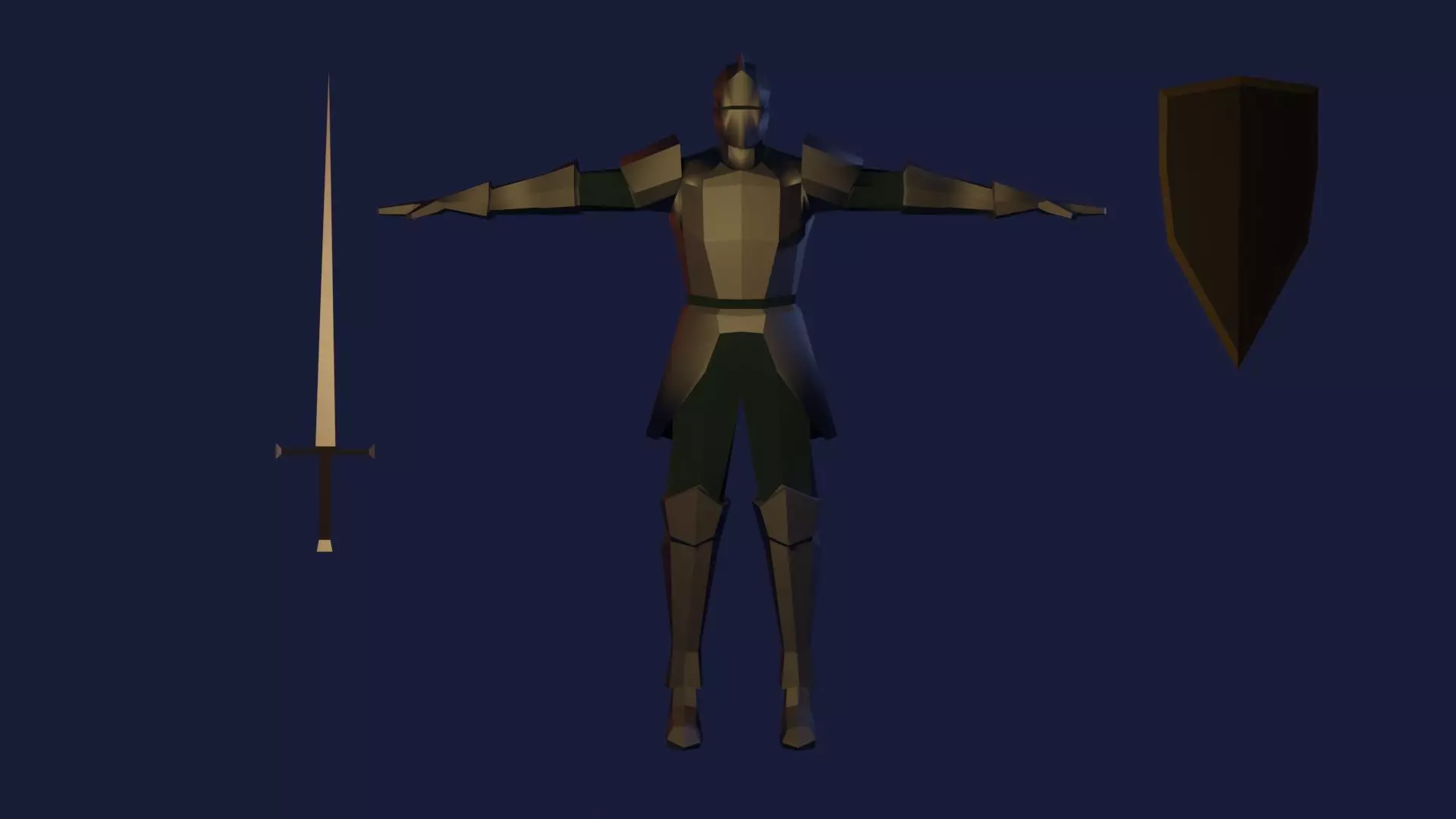 Lowpoly Knight model 02 with sword and shield Low-poly 3D model_0
