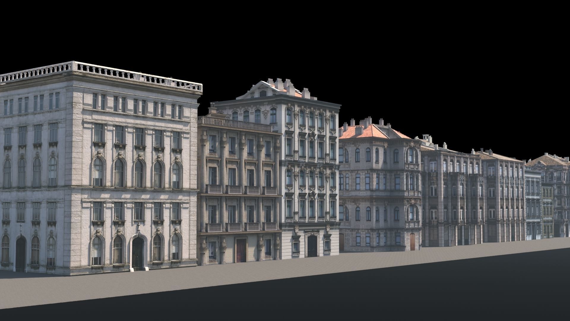 Buildings on street 3D model_2