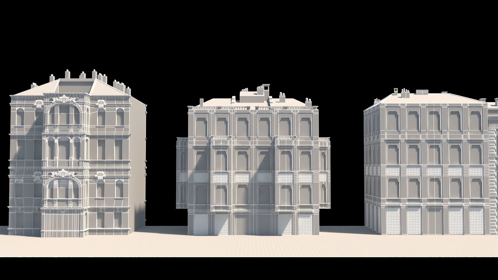Buildings on street 3D model_9