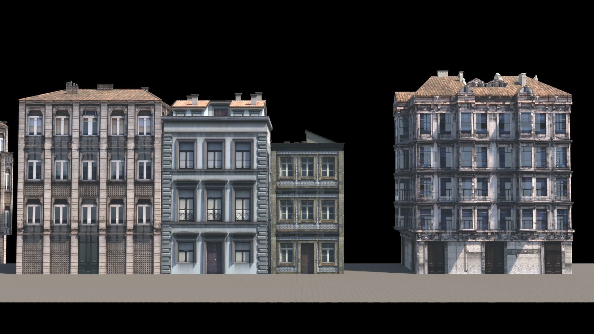 Buildings on street 3D model_10