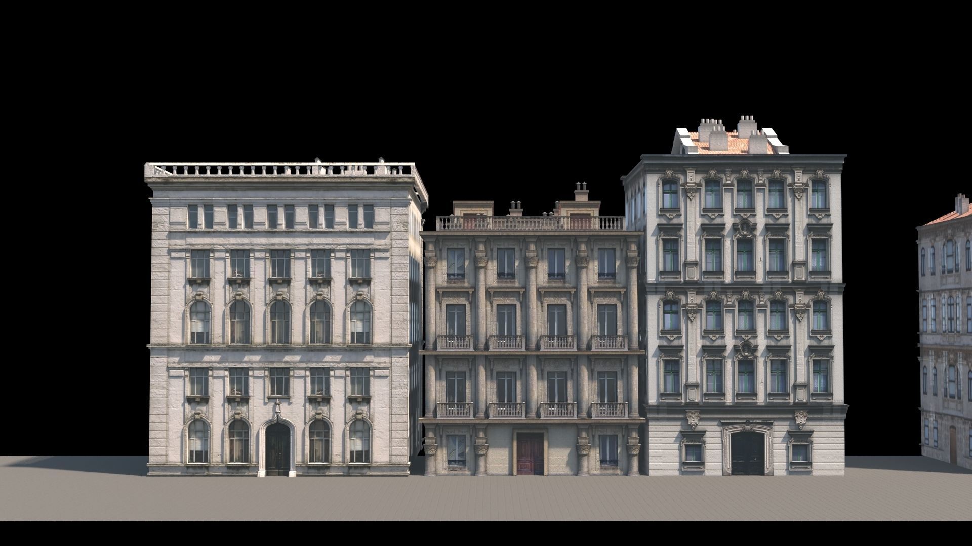 Buildings on street 3D model_6
