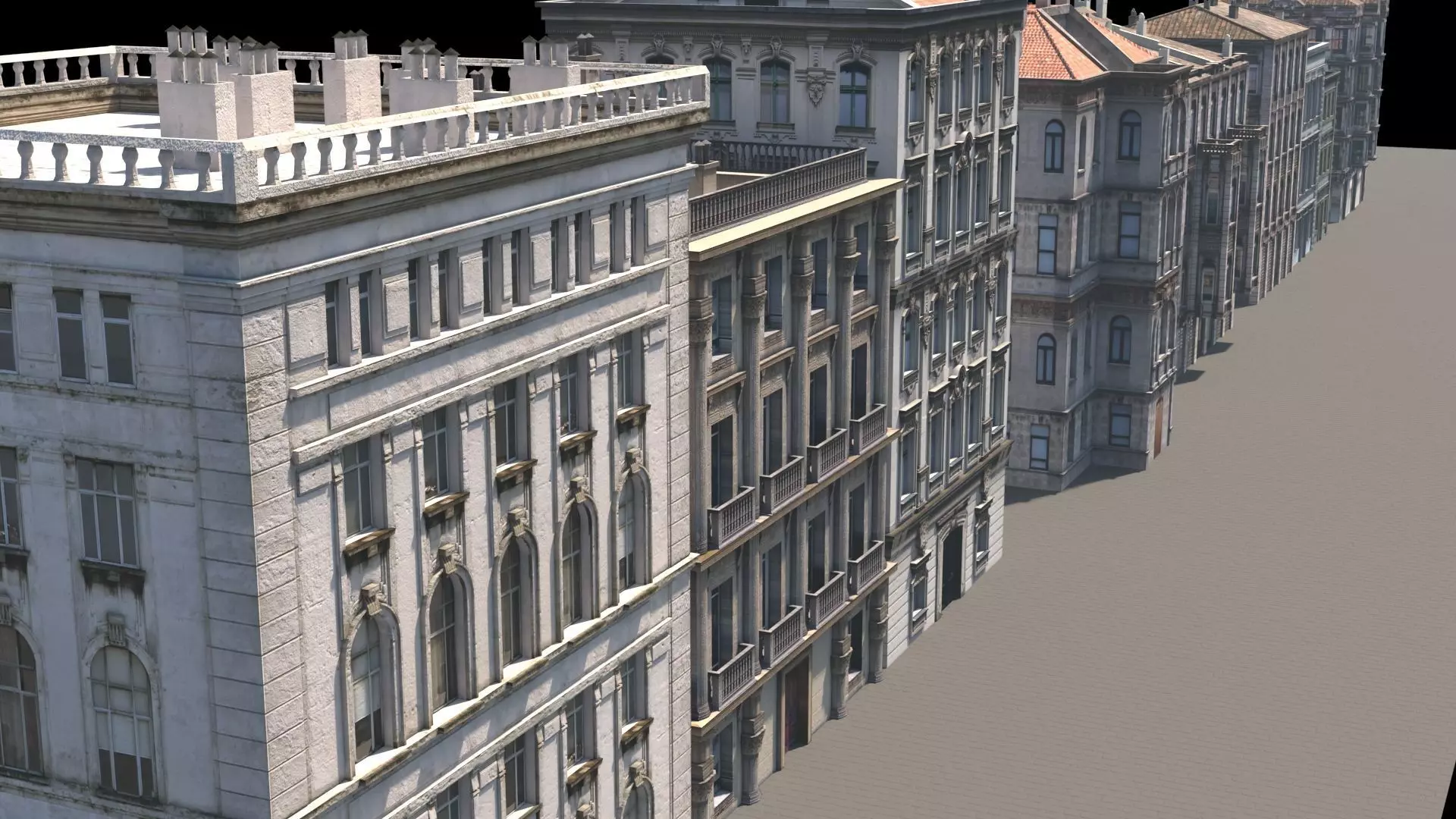 Buildings on street 3D model_0