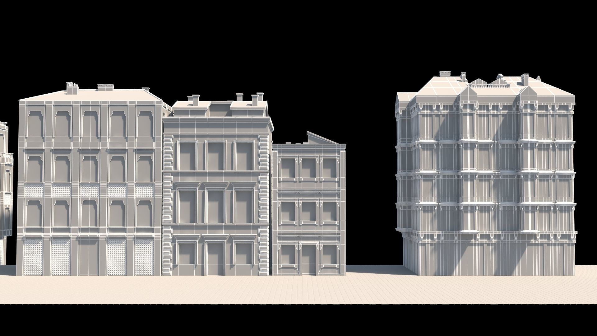 Buildings on street 3D model_11
