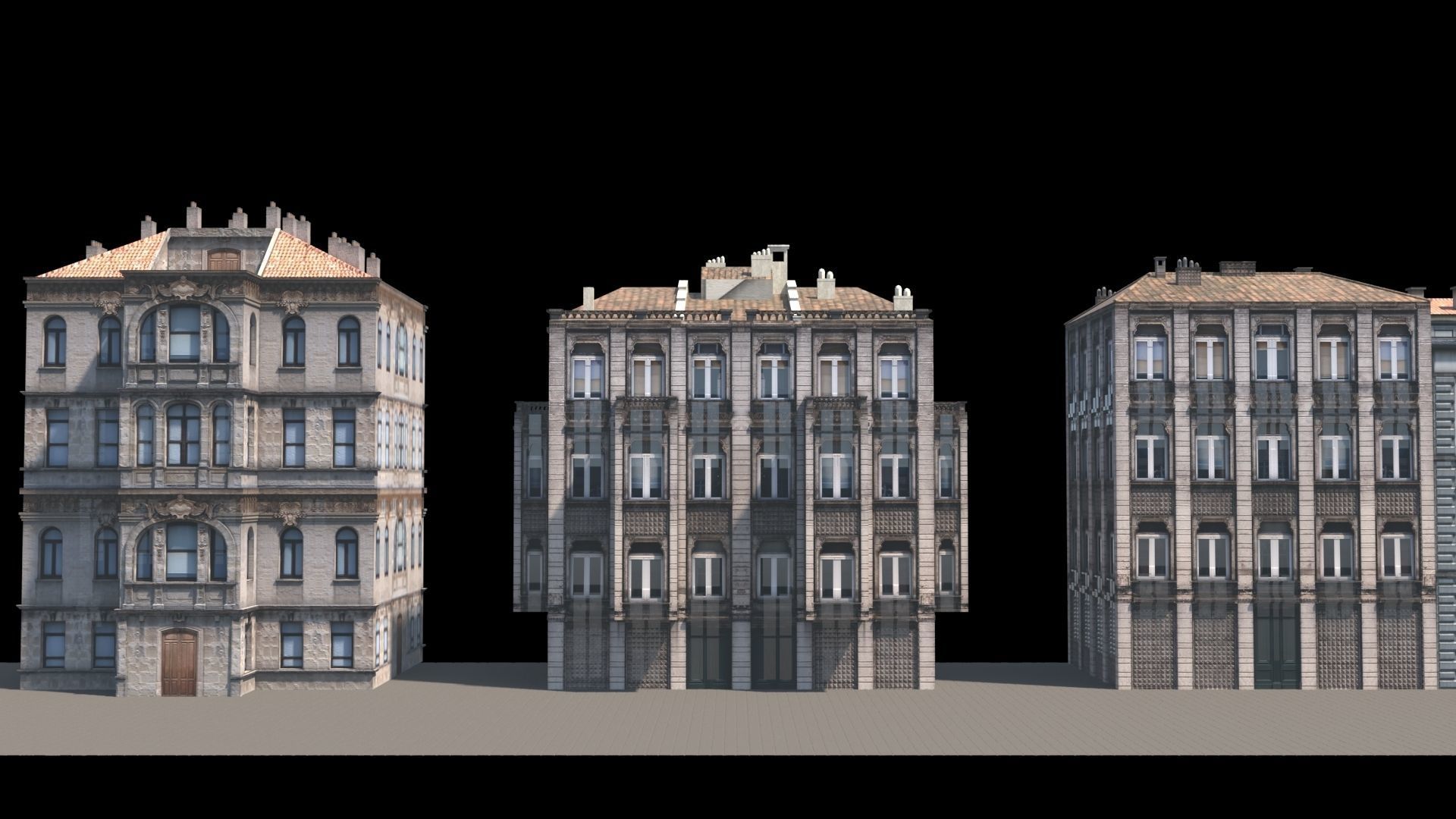 Buildings on street 3D model_8